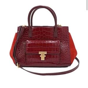 Tory Burch Juliette red croc embossed satchel crossbody